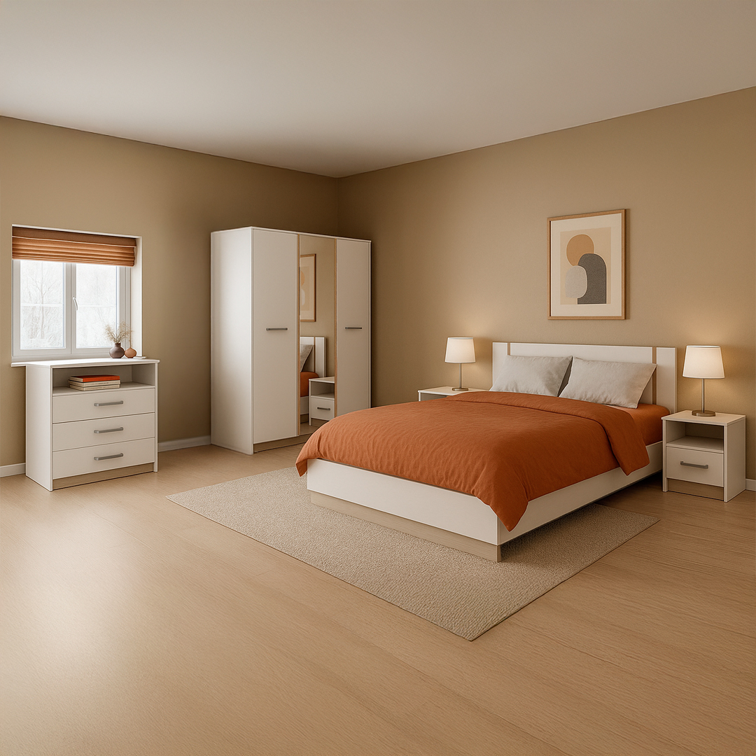 Bedroom Set - Matt White & Kronberg Oak