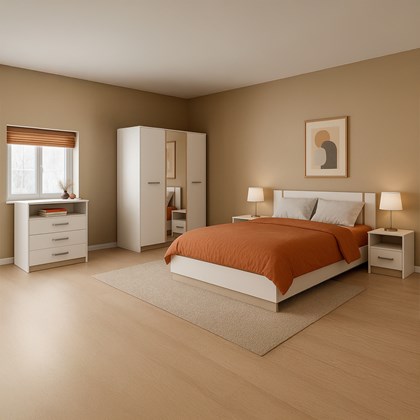 Bedroom Set - Matt White & Kronberg Oak