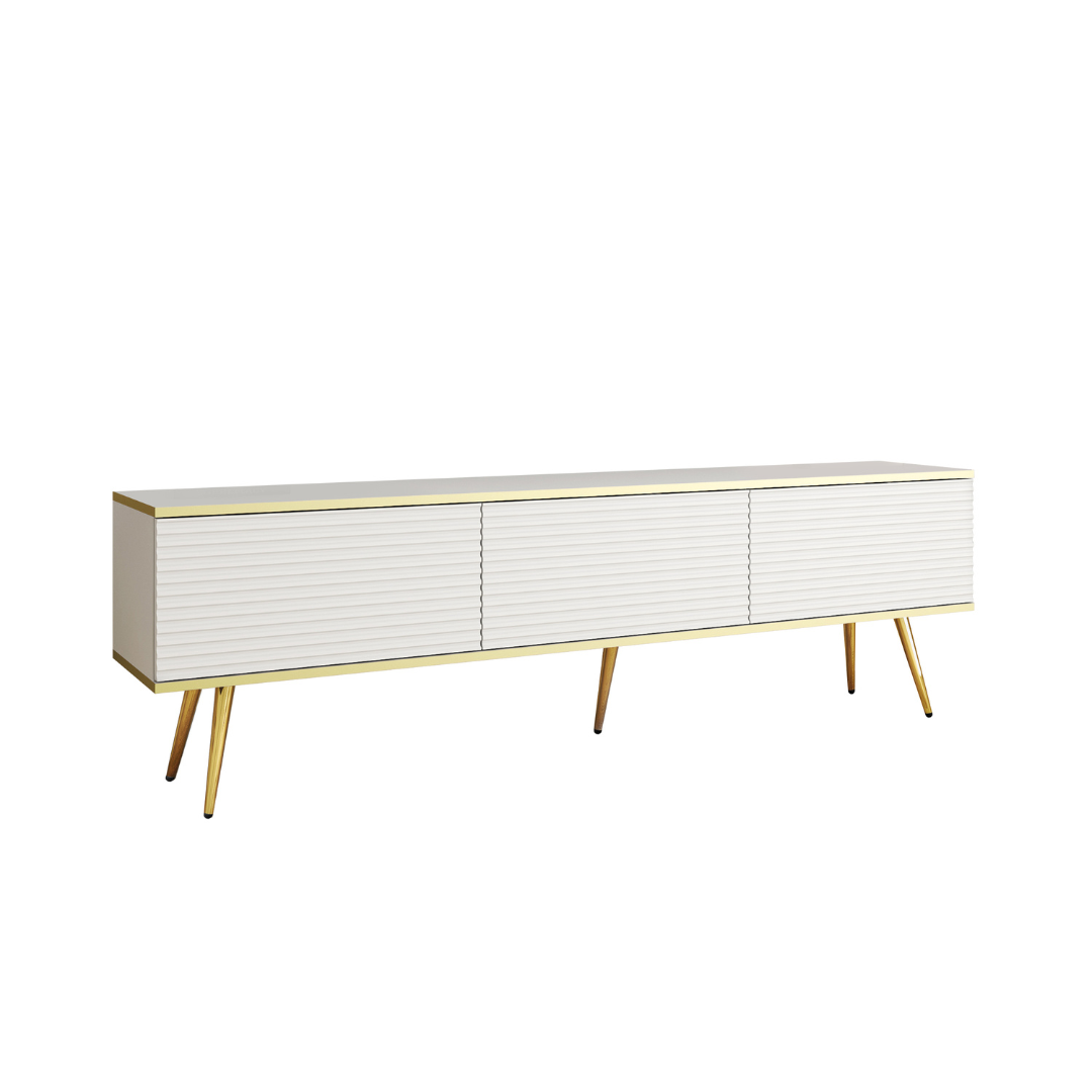 TV Unit MDF with Gold Legs – White