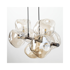 Sculptural Glass and Metal Hanging Lamp 7L - G9