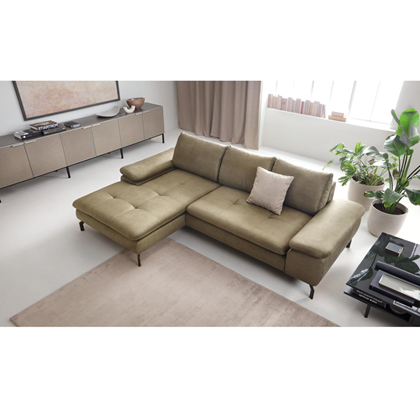 Corner Sofa Bed with Chaise Left 265cm – Olive