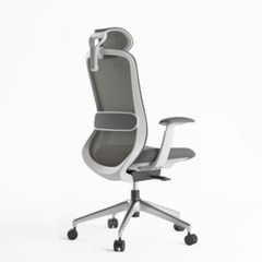 Office Chair with Adjustable Headrest - Grey