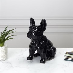 Decorative Black Bulldog 20Cm  Ceramic