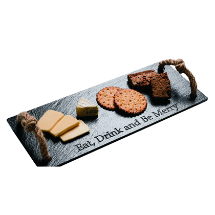 Server Plate of Slate - Rectangular with Handle - Black - 38cm x 15cm