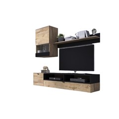 TV Wall Unit Set - Lefaks Oak & Matt Black