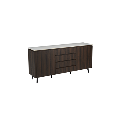 Sideboard - White Marble Ceramic Top with Black Walnut Frame