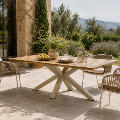Aluminium Dining Table 220x102–Matt Camel