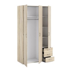 Space Wardrobe with 3 doors & 3 drawers Oak