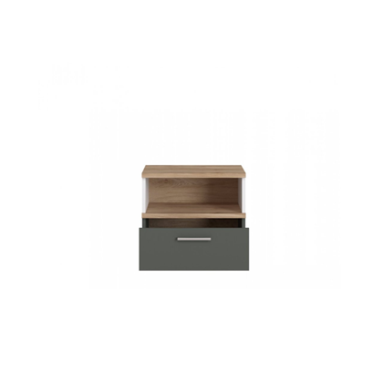 Bedside Table 1S – White/Oak/Grey Graphite