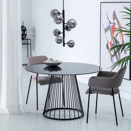 Dining Table Black Marble & Steel 120 x 120 x 75cm