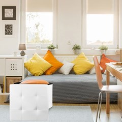 Foldable Storage Pouf in White