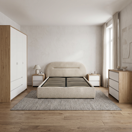Bedroom Set 160x200– White & Wood Effect