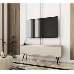 TV Unit with Gold Legs – Beige