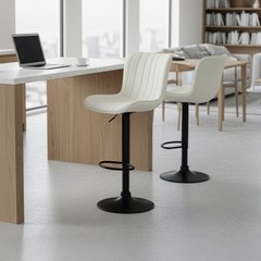 White Barstool Base Matt Black Finish