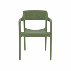 Modern Stackable Plastic Armchair – Olive Green