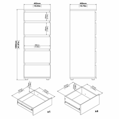 Nova Chest With 5 Drawers White