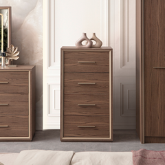 Wood Bedroom Set 160x200cm - Walnut & Bronze