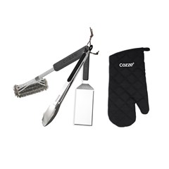Set 4-Piece Spatula Tong Grill Brush Glove