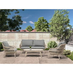 Aluminium Rope Sofa 4pcs Set Grey-Beige