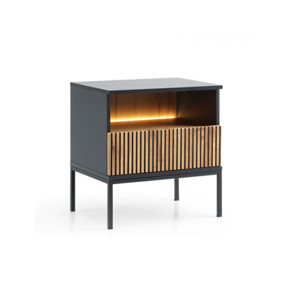 Bedside Table Wotan – Oak & Black