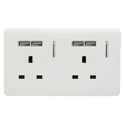 Trendi Switch 2 Gang 13 Amp Usb Socket White