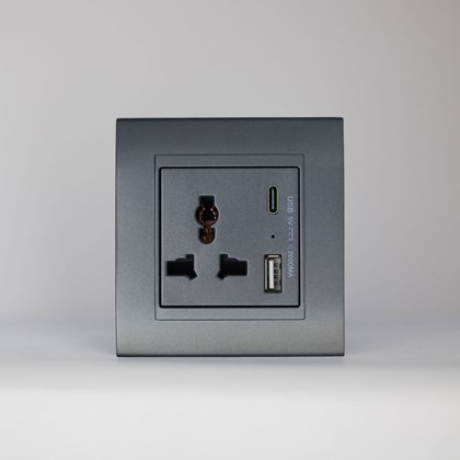 1 Gang 13Amp Socket USB-C Grey Matte Series