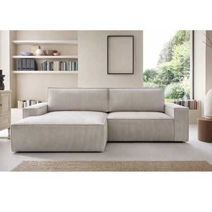 Corner Sofa Bed with Chaise Left 238cm – Light Beige