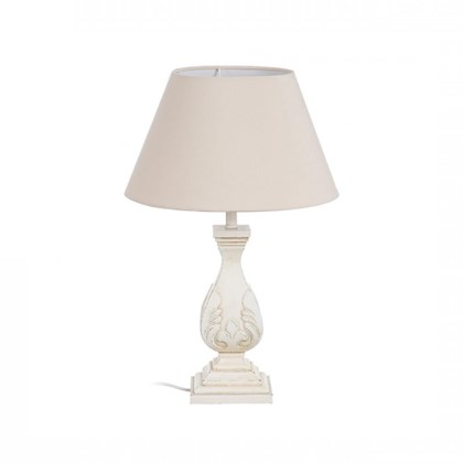 Table Lamp Worn White Resin Fabric