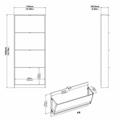 Shoes Cabinet with 4 Tilting Doors