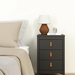 Black Madrid Nightstand 3 drawers