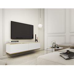 TV Unit with Gold Legs – White