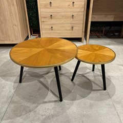 Felix Trundle Table Set of 2 – Brown & Black & Gold