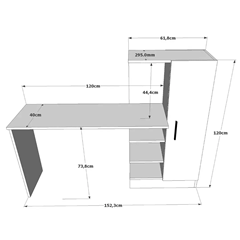 Study Room Desk in Pine and White