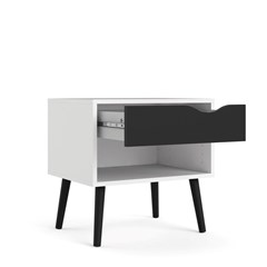 Oslo Nightstand 1 Drawer White & Matt Black