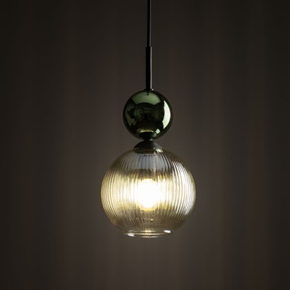 Sophia Hanging Lamp – Green & Cognac