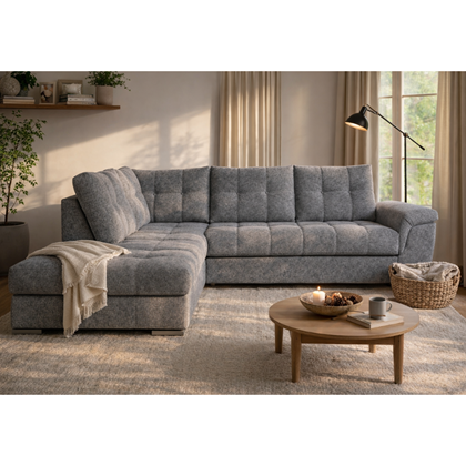 Sofa 3-Seater with Pull-Out Bed & Left Storage – Dark Grey