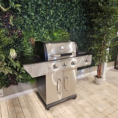 3 Burner Gas Grill Brushed Steel Finish W Side Burner