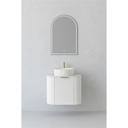 Bathroom Vanity Unit Matt White 60x41cm - White Porcelain Slab (3B)