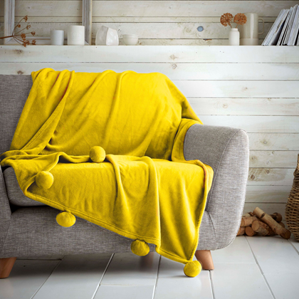 Throw Pom Pom 130x180 Yellow