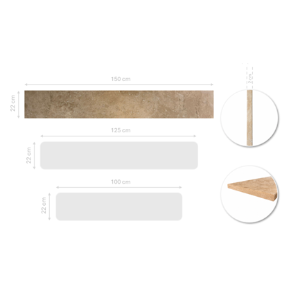 Sills Travertine 2cm CC Honed & Filled – 150x22cm
