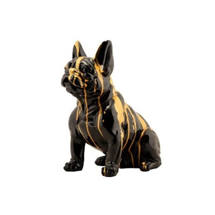 Sitting Bulldog Black Gold 41x23x39 cm