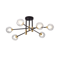 Pendant Lamp Iron-Glass H320 - Black & Gold