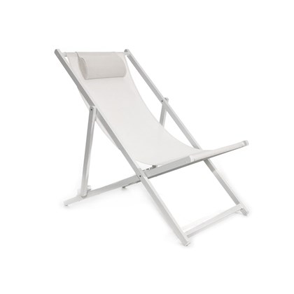 White Aluminium Deck Chair With Cushion
