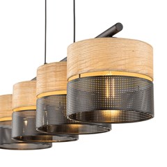 Pendant Lamp Nicol 4 Panels Black Beige