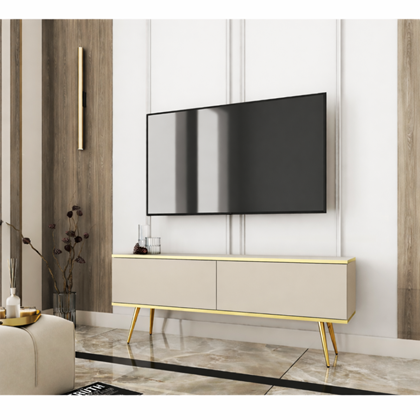 TV Unit with Gold Legs – Beige