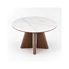 Dining Table – Matt White Marble & Walnut Veneer 120x75