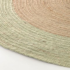 Round Natural Jute Rug in Green 120 cm