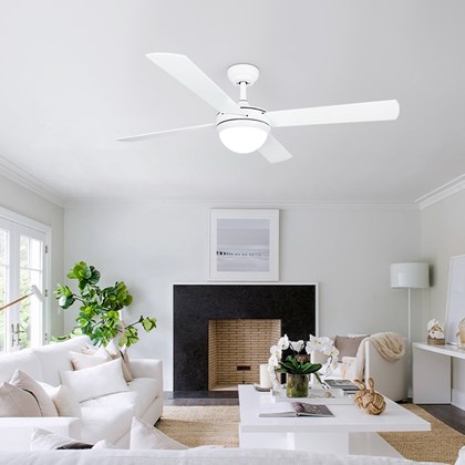 Victoria Matte White Ceiling Fan with Light