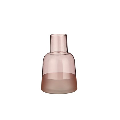Pink Vase with Smokey Glass Bottom