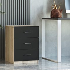 Office Chest With Drawers Oak Larex Black